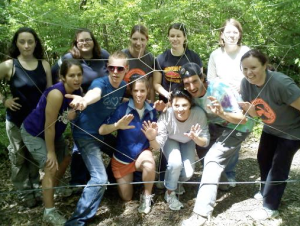 Team 2 tackles the low ropes course